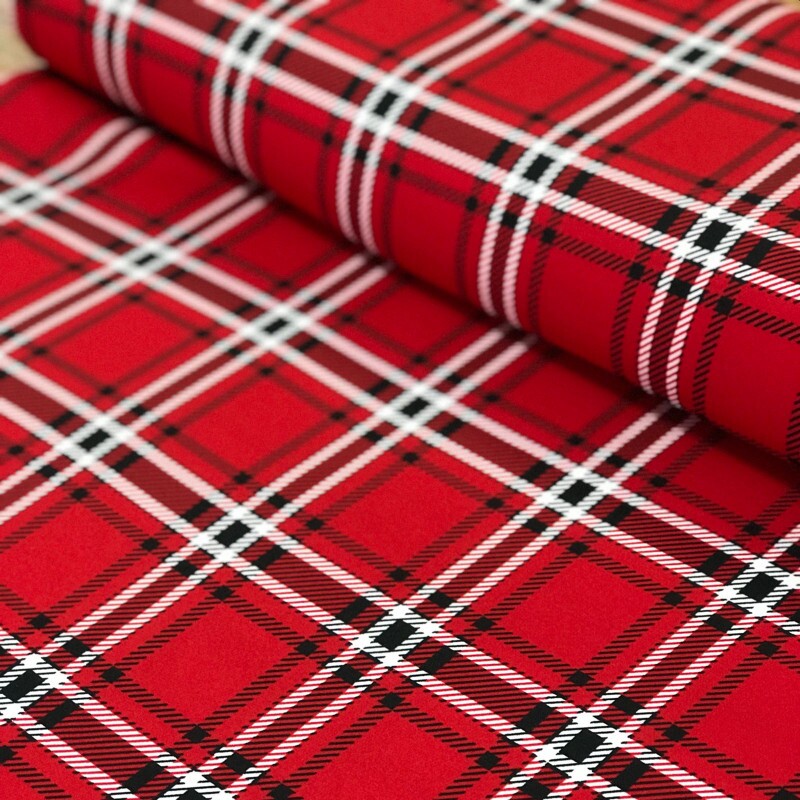 Alfaiataria Crepe Carolina Xadrez Vermelha e Preto com Branco Alfaiataria Crepe Carolina Xadrez Vermelha e Preto com Branco